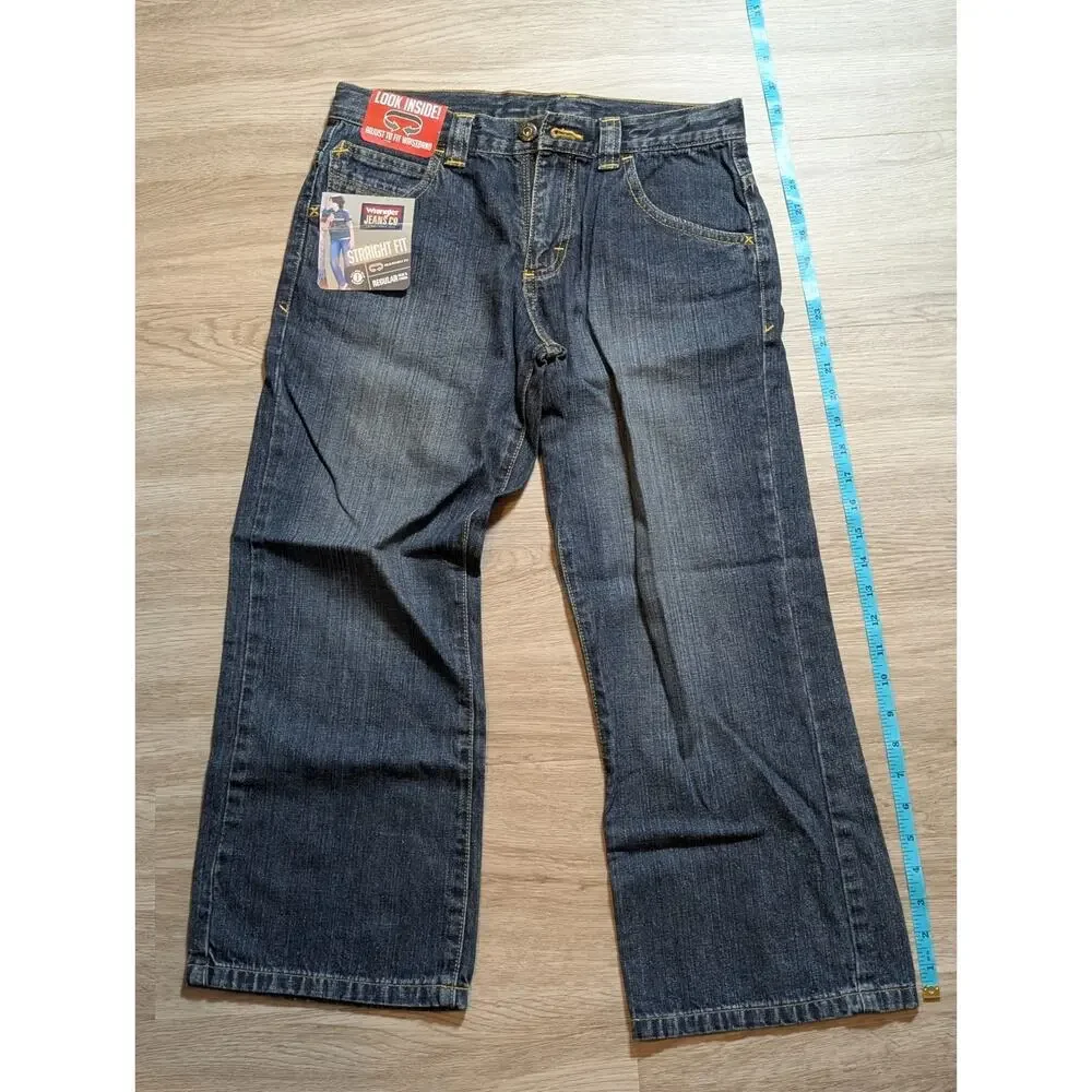 Wrangler Boys 10 Husky Straight Fit Blue Jeans Adjustable Waist 100% Cotton NWT